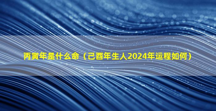 丙寅年是什么命（己酉年生人2024年运程如何）