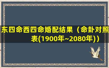 东四命西四命婚配结果（命卦对照表(1900年~2080年)）