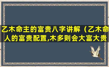 乙木命主的富贵八字讲解（乙木命人的富贵配置,木多则会大富大贵(图文)）