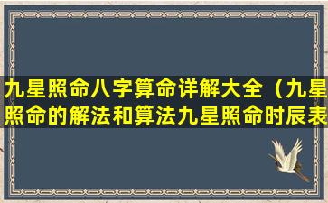 九星照命八字算命详解大全（九星照命的解法和算法九星照命时辰表）