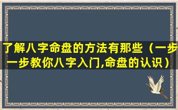 了解八字命盘的方法有那些（一步一步教你八字入门,命盘的认识）