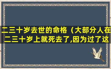 二三十岁去世的命格（大部分人在二三十岁上就死去了,因为过了这个年龄）