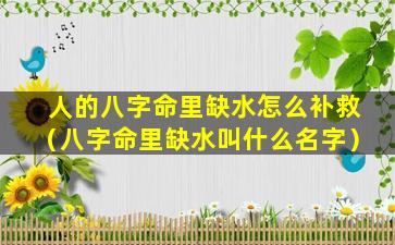 人的八字命里缺水怎么补救（八字命里缺水叫什么名字）