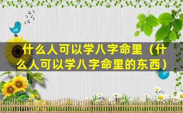 什么人可以学八字命里（什么人可以学八字命里的东西）