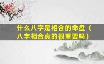 什么八字是相合的命盘（八字相合真的很重要吗）