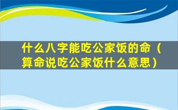 什么八字能吃公家饭的命（算命说吃公家饭什么意思）