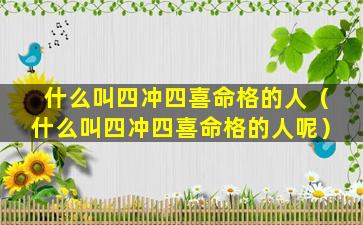 什么叫四冲四喜命格的人（什么叫四冲四喜命格的人呢）