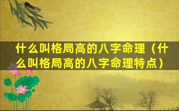 什么叫格局高的八字命理（什么叫格局高的八字命理特点）