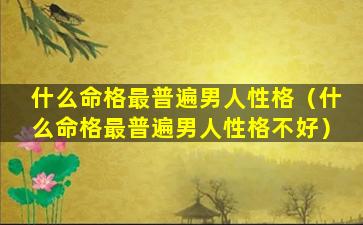 什么命格最普遍男人性格（什么命格最普遍男人性格不好）