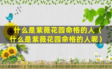 什么是紫薇花园命格的人（什么是紫薇花园命格的人呢）