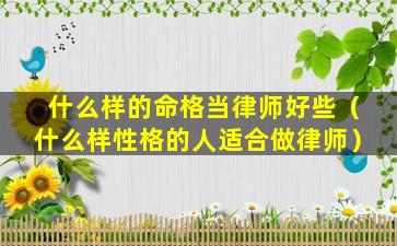 什么样的命格当律师好些（什么样性格的人适合做律师）