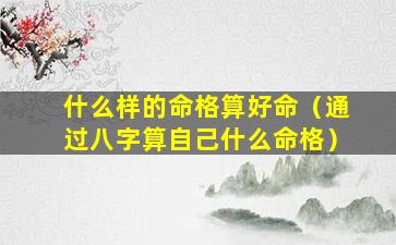 什么样的命格算好命（通过八字算自己什么命格）