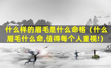 什么样的眉毛是什么命格（什么眉毛什么命,值得每个人重视!）