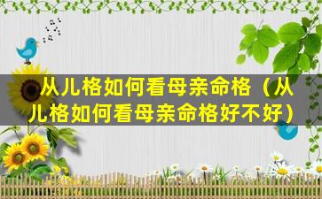 从儿格如何看母亲命格（从儿格如何看母亲命格好不好）