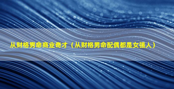 从财格男命商业奇才（从财格男命配偶都是女强人）