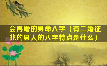 会再婚的男命八字（有二婚征兆的男人的八字特点是什么）