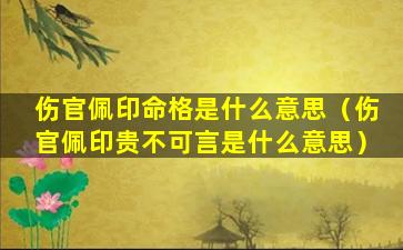 伤官佩印命格是什么意思（伤官佩印贵不可言是什么意思）