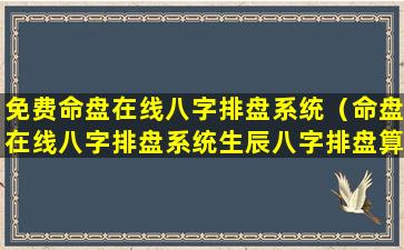 免费命盘在线八字排盘系统（命盘在线八字排盘系统生辰八字排盘算命易奇八字）