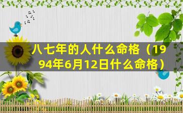 八七年的人什么命格（1994年6月12日什么命格）