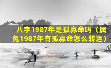 八字1987年是孤寡命吗（属兔1987年有孤寡命怎么转运）