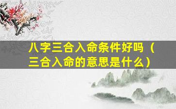 八字三合入命条件好吗（三合入命的意思是什么）