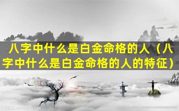 八字中什么是白金命格的人（八字中什么是白金命格的人的特征）