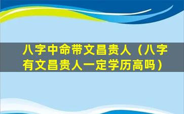 八字中命带文昌贵人（八字有文昌贵人一定学历高吗）