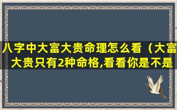 八字中大富大贵命理怎么看（大富大贵只有2种命格,看看你是不是这种八字）