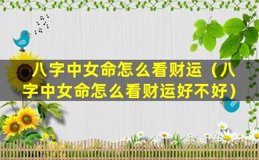 八字中女命怎么看财运（八字中女命怎么看财运好不好）