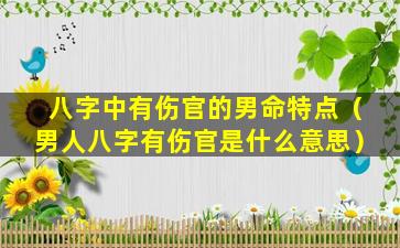 八字中有伤官的男命特点（男人八字有伤官是什么意思）