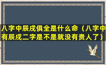 八字中辰戌俱全是什么命（八字中有辰戌二字是不是就没有贵人了）