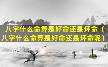 八字什么命算是好命还是坏命（八字什么命算是好命还是坏命呢）