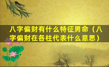 八字偏财有什么特征男命（八字偏财在各柱代表什么意思）