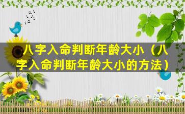 八字入命判断年龄大小（八字入命判断年龄大小的方法）