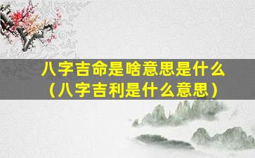 八字吉命是啥意思是什么（八字吉利是什么意思）