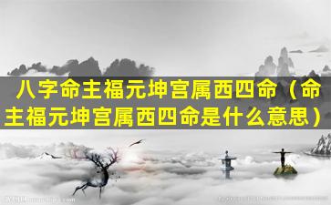 八字命主福元坤宫属西四命（命主福元坤宫属西四命是什么意思）