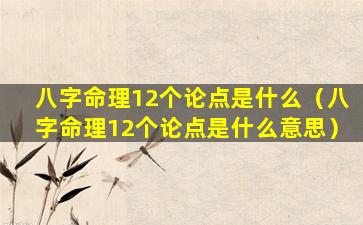 八字命理12个论点是什么（八字命理12个论点是什么意思）