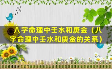 八字命理中壬水和庚金（八字命理中壬水和庚金的关系）