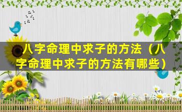 八字命理中求子的方法（八字命理中求子的方法有哪些）