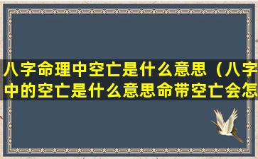 八字命理中空亡是什么意思（八字中的空亡是什么意思命带空亡会怎样）