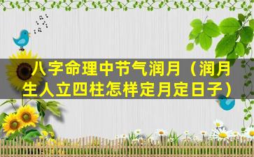 八字命理中节气润月（润月生人立四柱怎样定月定日子）