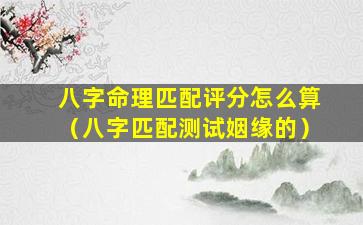 八字命理匹配评分怎么算（八字匹配测试姻缘的）