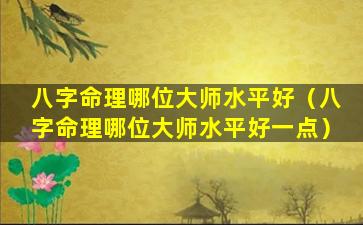 八字命理哪位大师水平好（八字命理哪位大师水平好一点）