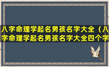 八字命理学起名男孩名字大全（八字命理学起名男孩名字大全四个字）