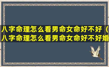 八字命理怎么看男命女命好不好（八字命理怎么看男命女命好不好婚姻）