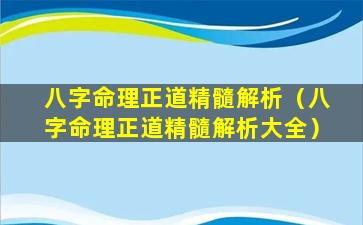 八字命理正道精髓解析（八字命理正道精髓解析大全）