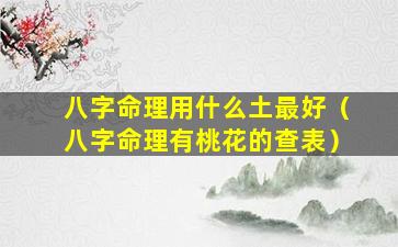 八字命理用什么土最好（八字命理有桃花的查表）