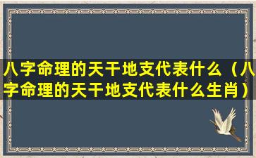 八字命理的天干地支代表什么（八字命理的天干地支代表什么生肖）