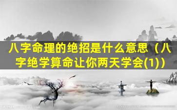 八字命理的绝招是什么意思（八字绝学算命让你两天学会(1)）