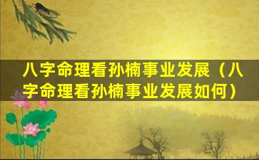 八字命理看孙楠事业发展（八字命理看孙楠事业发展如何）